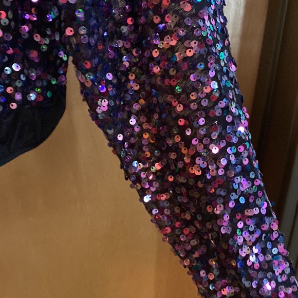 Southern Fried Chics Purple Sequin BodySuit; size 2XL - Picture 5 of 8